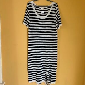 POL Black and White Striped Maxi Dress